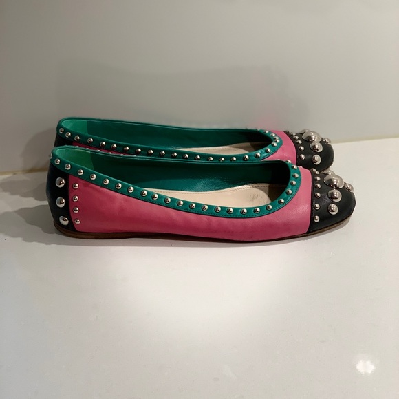 Prada Shoes - Prada Shoes size 7.5 pink green with brand new soles and serious embellishments